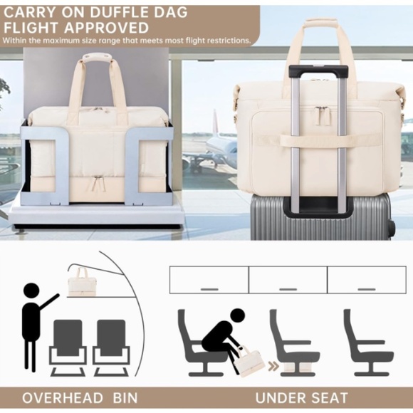 NWT Amazon Cream Weekender Bag with Soft Structure and Versatile Design - Picture 9 of 12